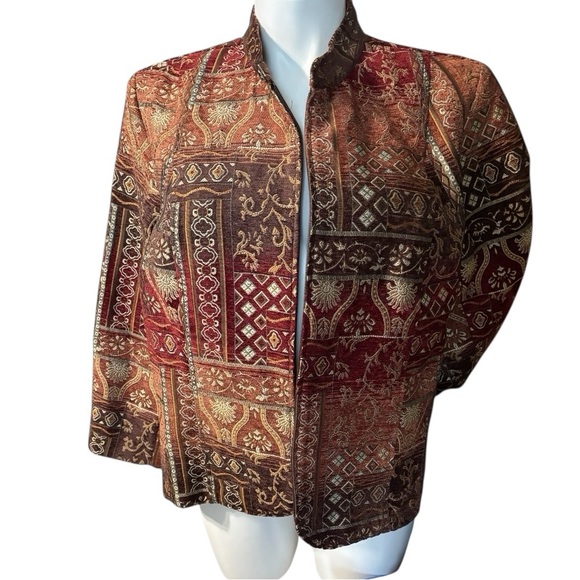 Molly & Maxx 2X Jacket Tapestry Zip Front Multicolor Fall Blazer Embroidered - Picture 10 of 10